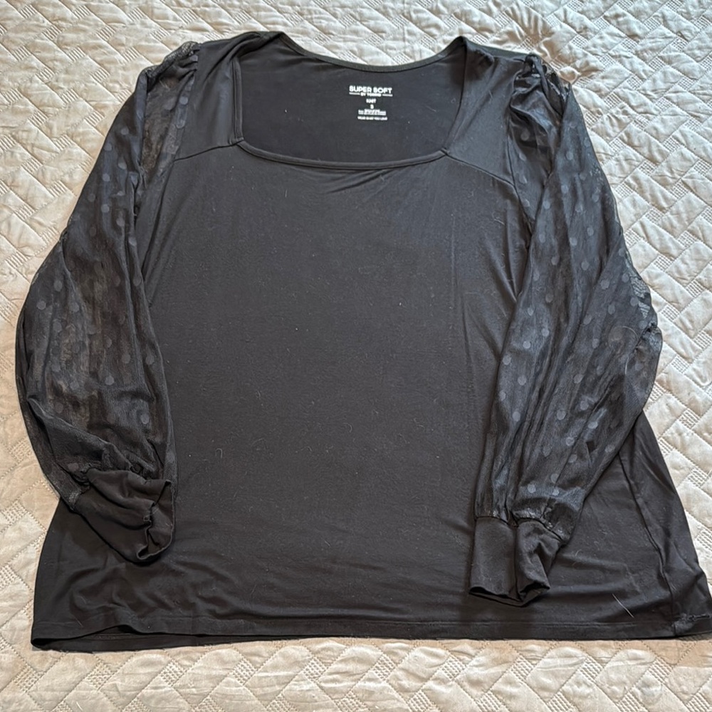 Torrid Black Sheer Sleeve Top